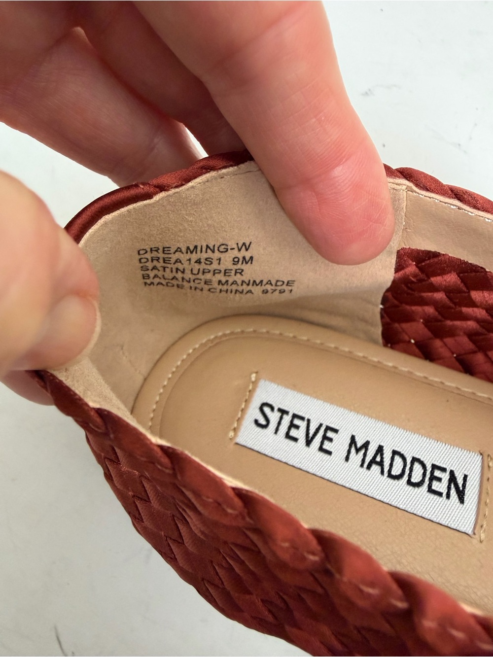 NEW Steve Madden Dreaming Mary Jane Ballet Flat In Warm Rust Satin Size 9 - Picture 11 of 13